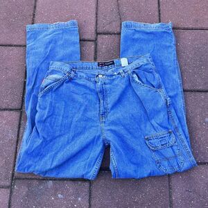 Vtg BUGLE BOY Jeans 38x34 Blue Y2K Wide Leg Carpenter Baggy Pants Tag